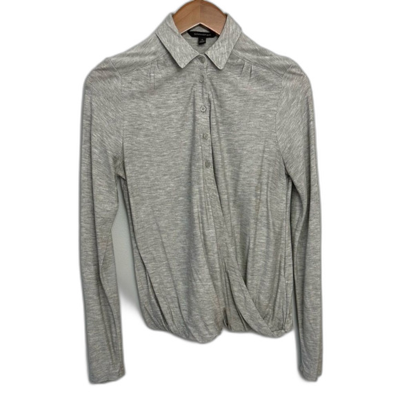Banana Republic Tops - Banana Republic Grey Wrap Front Button-Down Blouse Size Small Minimalist Basic